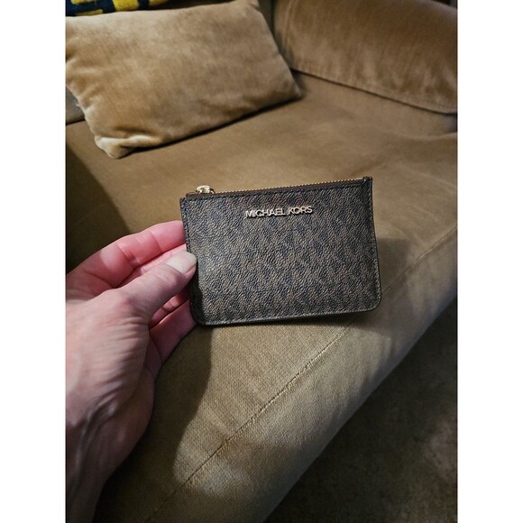 NWT MICHAEL KORS JET SET SMALL ZIP COIN WALLET KEY RING CARD HOLDER LEATHER $168 - Picture 1 of 8